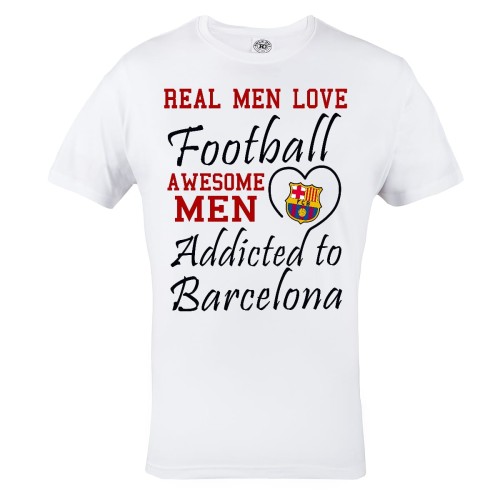 KOSZULKA MĘSKA REAL MEN LOVE FOOTBALL AWESOME MEN ADDICTED TO BARCELONA 2