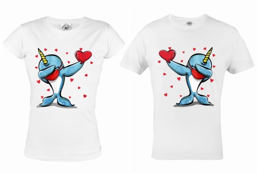 ZESTAW KOSZULEK WALENTYNKOWYCH LOVE PREZENT NA WALENTYNKI WIELORYB DAB MASKA SERCE 