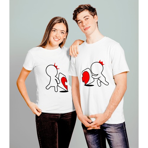 ZESTAW KOSZULEK WALENTYNKOWYCH LOVE PREZENT NA WALENTYNKI DLA PARY MATCHING PUZZLES PUZZLE SERCE 4