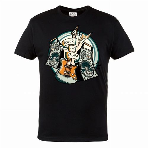 MĘSKA KOSZULKA MUZYCZNA MUZYKA VINTAGE ROCK AND ROLL GITARA GŁOŚNIKI