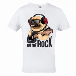 MĘSKA KOSZULKA MUZYCZNA MUZYKA MUSIC PIES SŁUCHAWKI ON THE ROCK