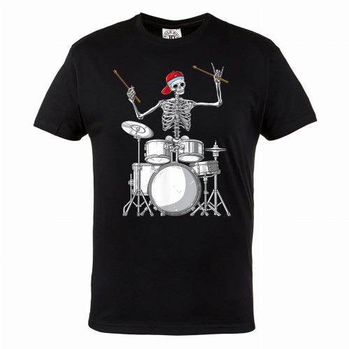 MĘSKA KOSZULKA MUZYCZNA MUZYKA ROCK KOŚCIOTRUP CZACHA PERKUSJA