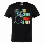 MĘSKA KOSZULKA MUZYCZNA MUZYKA INSTRUMENT PERKUSJA IN JESUS NAME I PLAY