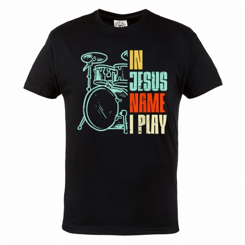 MĘSKA KOSZULKA MUZYCZNA MUZYKA INSTRUMENT PERKUSJA IN JESUS NAME I PLAY 1