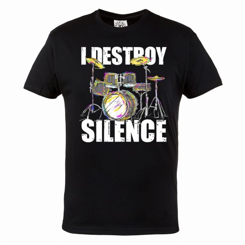 MĘSKA KOSZULKA MUZYCZNA MUZYKA ROCK PERKUSJA I DESTROY SILENCE