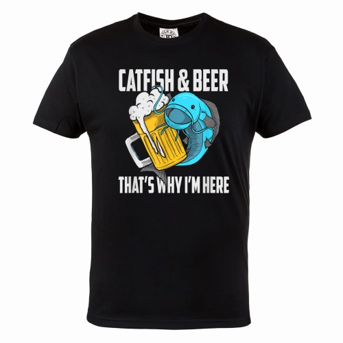 MĘSKA KOSZULKA WĘDKARSKA DLA WĘDKARZA FISHING WĘDKARSTWO RYBY PIWO CATFISH & BEER