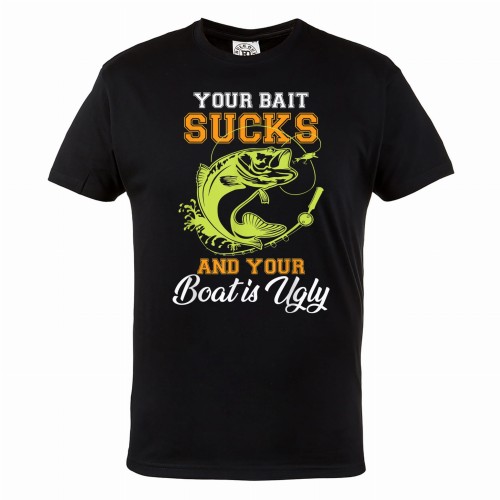MĘSKA KOSZULKA WĘDKARSKA DLA WĘDKARZA FISHING WĘDKARSTWO RYBY YOUR BOAT IS UGLY 1