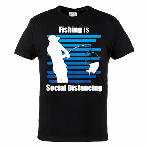 MĘSKA KOSZULKA WĘDKARSKA DLA WĘDKARZA WĘDKARSTWO RYBY FISHING IS SOCIAL DISTANCING 1