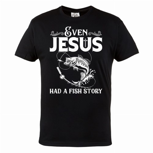MĘSKA KOSZULKA WĘDKARSKA DLA WĘDKARZA FISHING WĘDKARSTWO RYBY JEZUS EVEN JESUS HAD A FISH STORY 1
