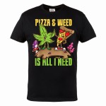 MĘSKA KOSZULKA CANNABIS MARIHUANA ZIOŁOJOINT HIGH PIZZA & WEED IS ALL I NEED