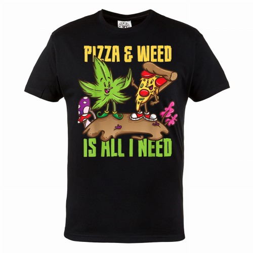 MĘSKA KOSZULKA CANNABIS MARIHUANA ZIOŁOJOINT HIGH PIZZA & WEED IS ALL I NEED 1
