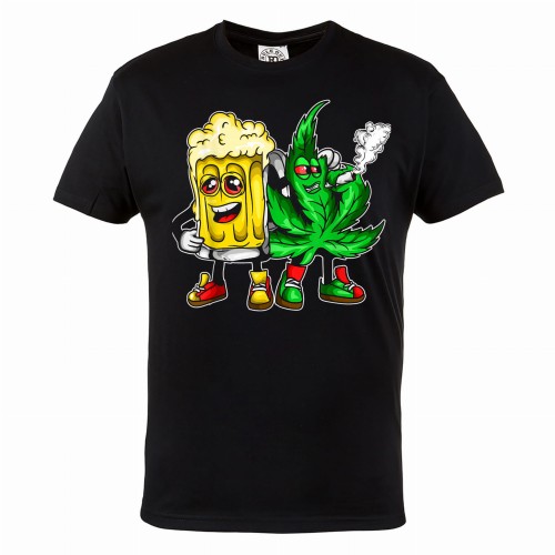 MĘSKA KOSZULKA CANNABIS MARIHUANA ZIOŁO WEED HIGH JOINT KUFEL PIWO LIŚĆ 1