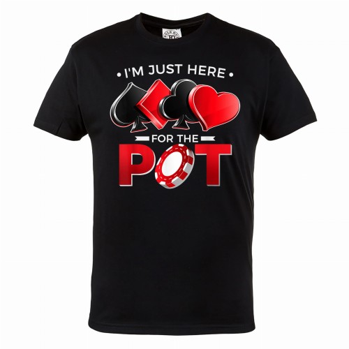 MĘSKA KOSZULKA POKER TEXAS HOLDEM KARTY TALIA KASYNO ŻETONY I'M JUST HERE FOR THE POT