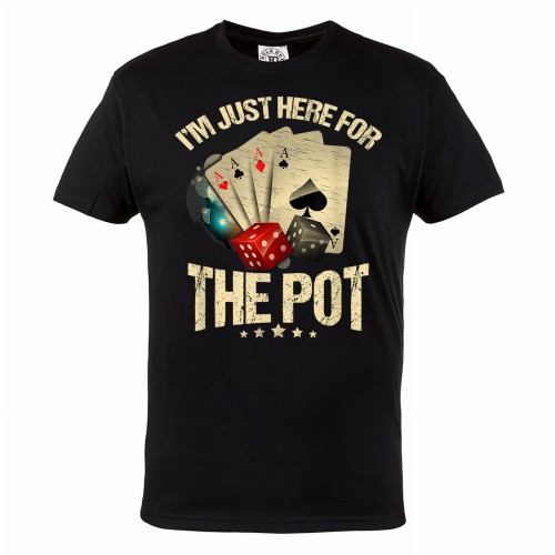MĘSKA KOSZULKA POKER TEXAS HOLDEM KARTY TALIA KASYNO ŻETONY I'M JUST HERE FOR THE POT 1
