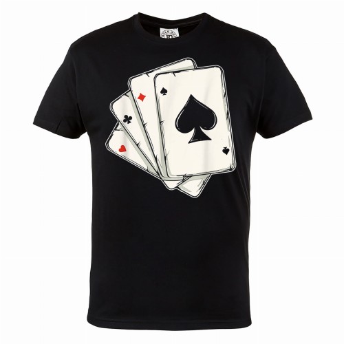 MĘSKA KOSZULKA POKER TEXAS HOLDEM KARTY KASYNO TALIA KART AS PIK ACE OF SPADES