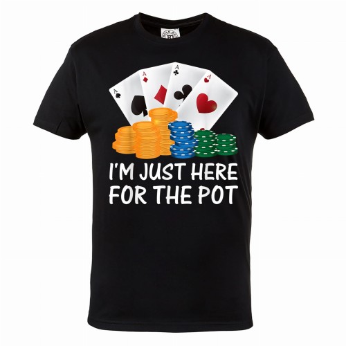 MĘSKA KOSZULKA POKER TEXAS HOLDEM KARTY TALIA KASYNO ŻETONY I'M JUST HERE FOR THE POT 1