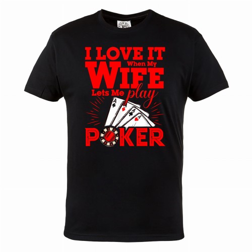 MĘSKA KOSZULKA POKER TEXAS HOLDEM KARTY KASYNO I LOVE IT WHEN MY WIFE LETS ME PLAY POKER 1