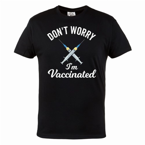 MĘSKA KOSZULKA KORONAWIRUS COVID 19 DON'T WORRY I'M VACCINATED 1