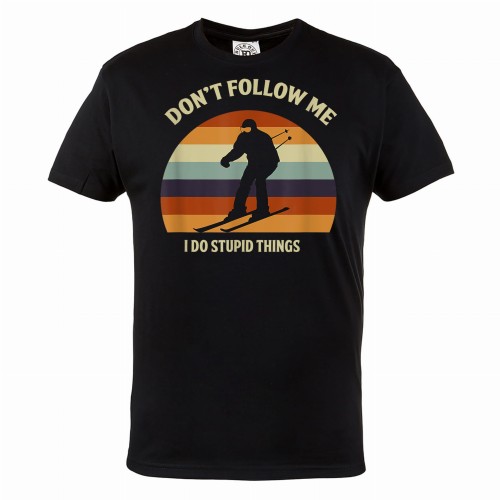 MĘSKA KOSZULKA NARTY SKI NARCIARZ DON'T FOLLOW ME I DO STUPID THINGS 1