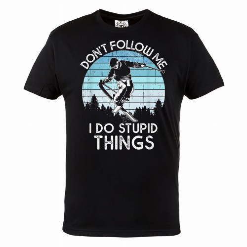 MĘSKA KOSZULKA NARTY SKI NARCIARZ DON'T FOLLOW ME I DO STUPID THINGS 1