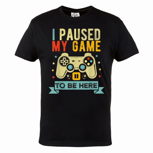 KOSZULKA GAMINGOWA DLA GRACZA KONTROLER I PAUSED MY GAME TO BE HERE 1