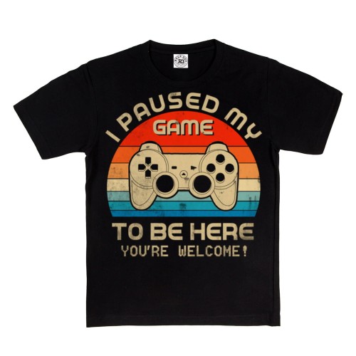 DZIECIĘCA KOSZULKA GAMINGOWA DLA GRACZA KONTROLER I PAUSED MY GAME TO BE HERE 1
