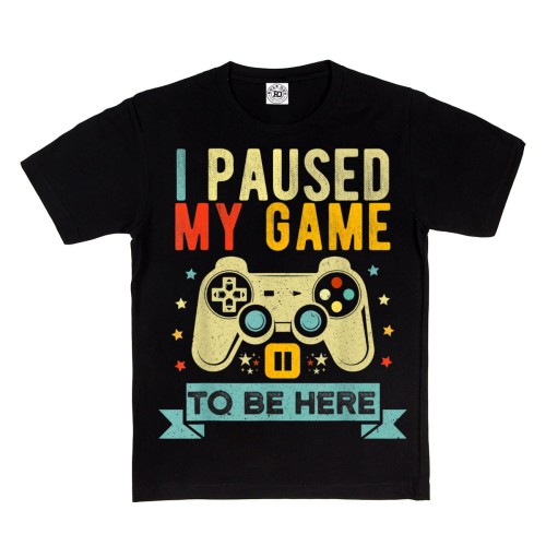 DZIECIĘCA KOSZULKA GAMINGOWA DLA GRACZA KONTROLER I PAUSED MY GAME TO BE HERE 1