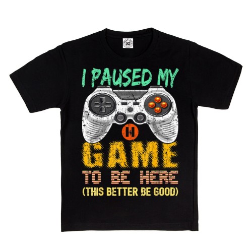 DZIECIĘCA KOSZULKA GAMINGOWA DLA GRACZA KONTROLER I PAUSED MY GAME FOR TO BE HERE 1
