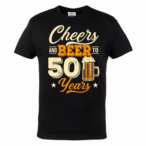 MĘSKA KOSZULKA PREZENT NA 50 URODZINY CHEERS AND BEER PIWO 1