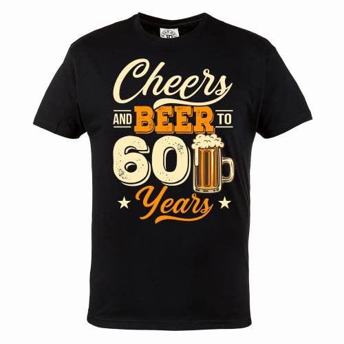 MĘSKA KOSZULKA PREZENT NA 60 URODZINY CHEERS AND BEER PIWO 1