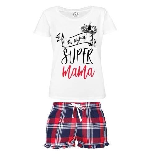 DAMSKA PIŻAMA PREZENT NA DZIEŃ MAMY SUPER MAMA  1