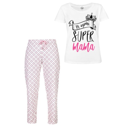 DAMSKA PIŻAMA PREZENT NA DZIEŃ MAMY  SUPER MAMA 1