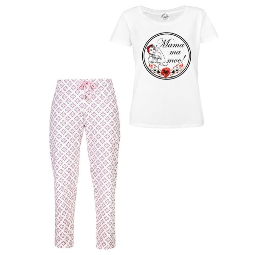 DAMSKA PIŻAMA PREZENT NA DZIEŃ MAMY  MAMA MA MOC 1