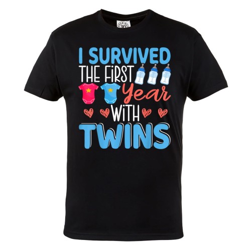 KOSZULKA PREZENT NA DZIEŃ OJCA TATA BLIŹNIAKÓW I SURVIVED FIRST YEAR WITH TWINS