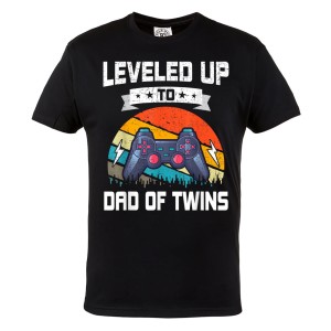 KOSZULKA PREZENT NA DZIEŃ OJCA TATA BLIŹNIAKÓW LEVELED UP TO DAD OF TWINS