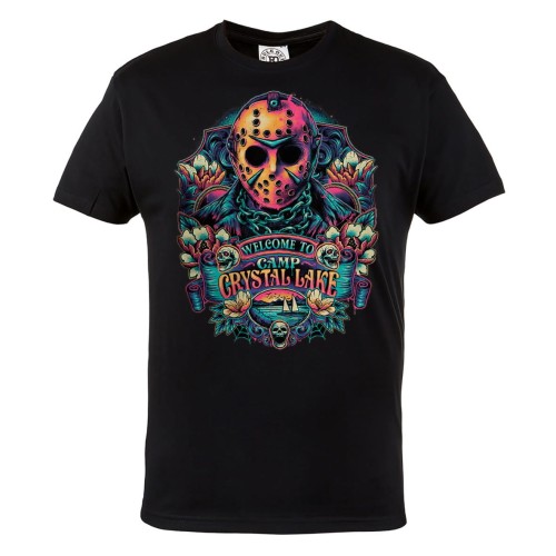 MĘSKA KOSZULKA Z NADRUKIEM FILMOWA HALLOWEEN HORROR PIĄTEK 13-GO CRYSTAL LAKE CAMP 1