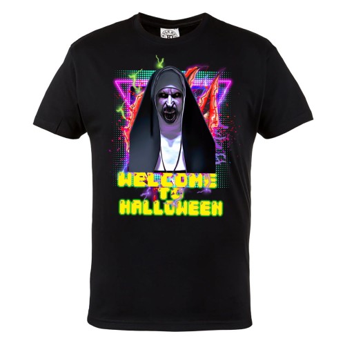 MĘSKA KOSZULKA Z NADRUKIEM FILMOWA HORROR ZAKONNICA WELCOME TO HALLOWEEN 1