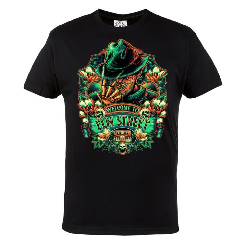 MĘSKA KOSZULKA Z NADRUKIEM FILMOWA HALLOWEEN HORROR FREDDY KRUEGER WELCOME TO ELM STREET