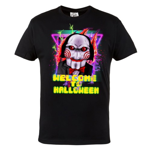 MĘSKA KOSZULKA Z NADRUKIEM FILMOWA HORROR WELCOME TO HALLOWEEN PIŁA