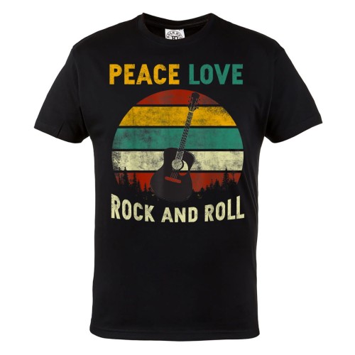 KOSZULKA MĘSKA DLA GITARZYSTY PEACE LOVE ROCK & ROLL 1