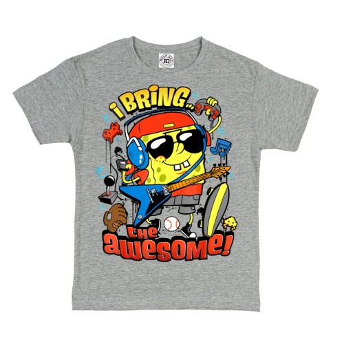 DZIECIĘCA KOSZULKA Z NADRUKIEM SPONGEBOB KANCIASTOPORTY MUSIC I BRING... THE AWESOME