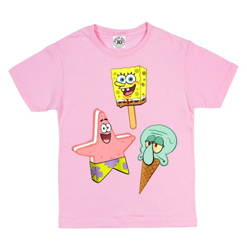 DZIECIĘCA KOSZULKA Z NADRUKIEM SPONGEBOB KANCIASTOPORTY PATRYK I SKALMAR
