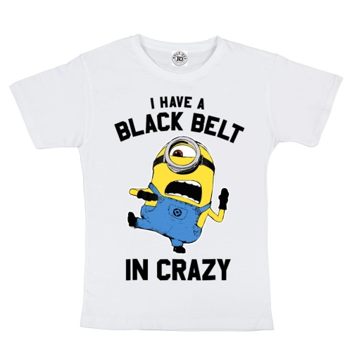 DZIECIĘCA KOSZULKA Z NADRUKIEM MINIONKI STUART I HAVE A BLACK BELT IN CRAZY