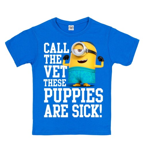 DZIECIĘCA KOSZULKA Z NADRUKIEM MINIONKI STUART CALL THE VET THESE PUPPIES ARE SICK 1