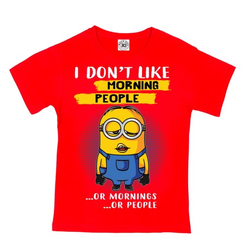 DZIECIĘCA KOSZULKA Z NADRUKIEM MINIONKI I DON'T LIKE MORNING PEOPLE ...OR MORNINGS ...OR PEOPLE
