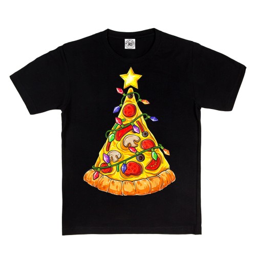 DZIECIĘCA KOSZULKA ŚWIĄTECZNA PIZZA CHOINKA LAMPKI CHRISTMAS PIZZA