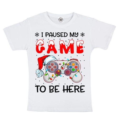 DZIECIĘCA KOSZULKA ŚWIĄTECZNA DLA GRACZA XBOX PLAY STATION I PAUSED MY GAME TO BE HERE