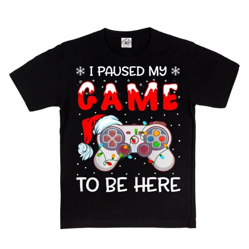 DZIECIĘCA KOSZULKA ŚWIĄTECZNA DLA GRACZA XBOX PLAY STATION I PAUSED MY GAME TO BE HERE 1