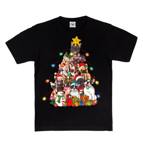 DZIECIĘCA KOSZULKA ŚWIĄTECZNA BULDOG FRANCUSKI BULDOŻKI CHOINKA FRENCHIES