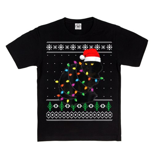 DZIECIĘCA KOSZULKA ŚWIĄTECZNA Z KOTEM CHRISTMAS BLACK CAT 1